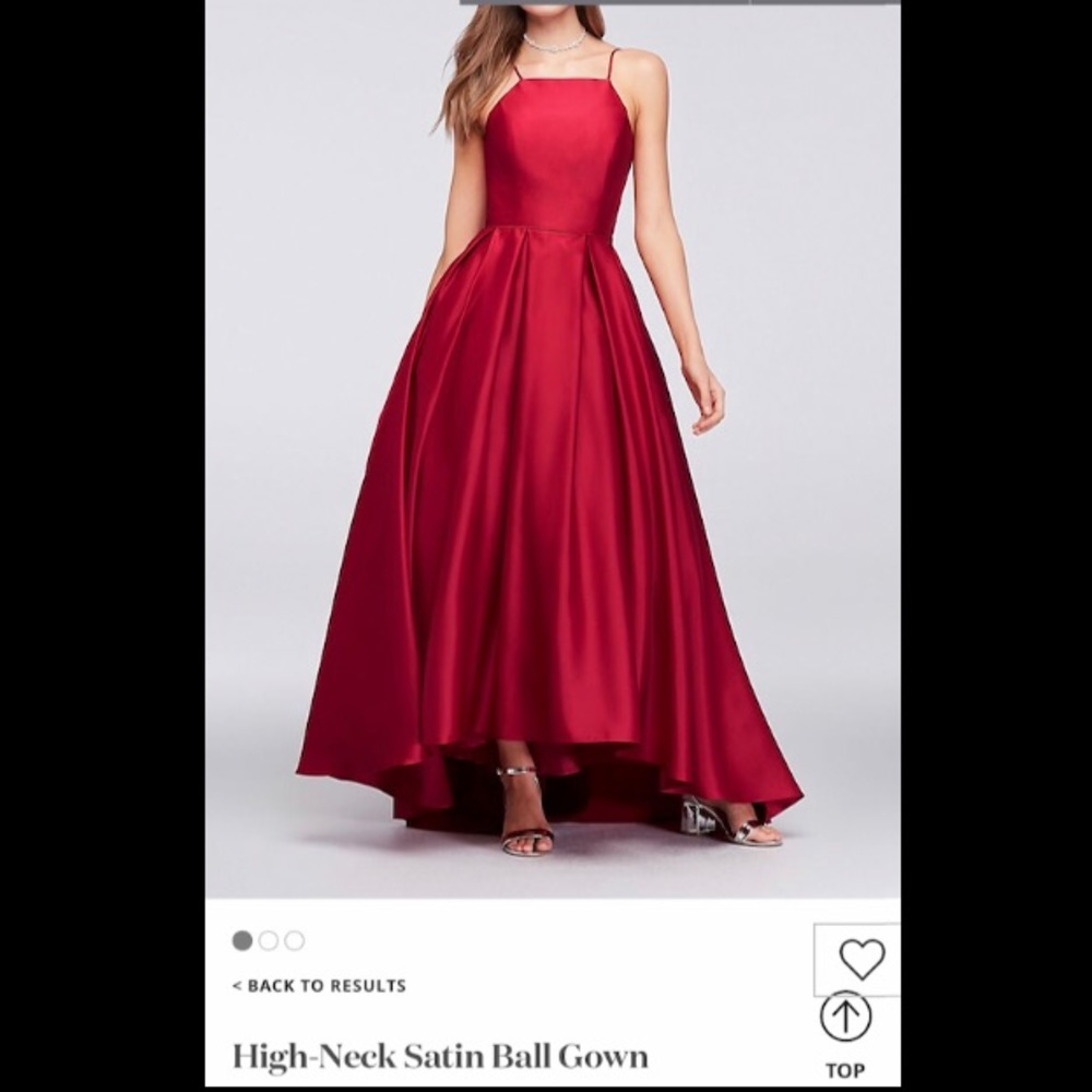 David’s Bridal red high-neck satin ball gown - Picture 1 of 3